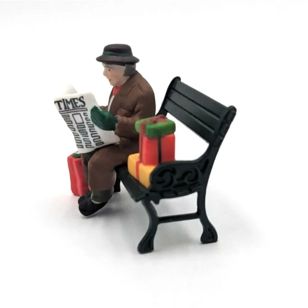 Dept 56 Rest Ye Merry Gentleman Man on Park Bench reading TIMES‎ Paper #5540-9